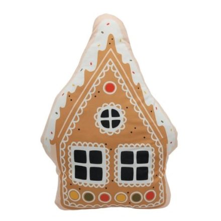 Mézeskalács házikó Sweet Karácsony formapárna, díszpárna 40x34 cm Velúr