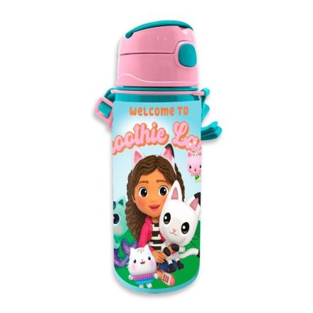 Gabi babaháza Smoothie Land alumínium szívószálas kulacs akasztóval 600 ml