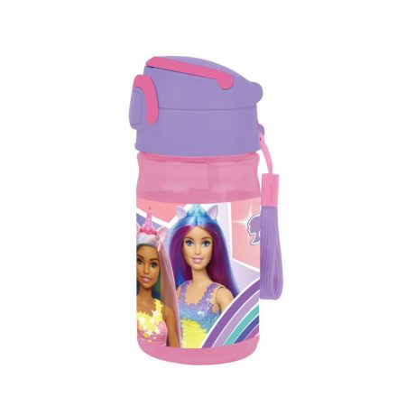 Barbie Love műanyag szívószálas kulacs akasztóval 350 ml