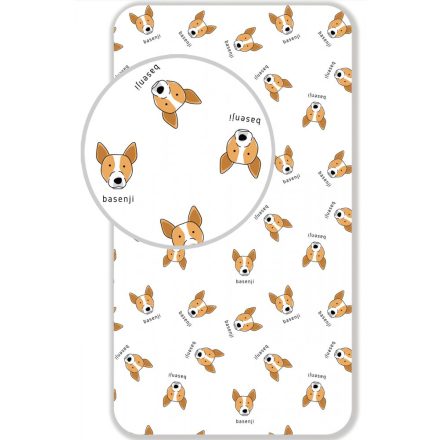 Kutyás Basenji gumis lepedő 90x200 cm