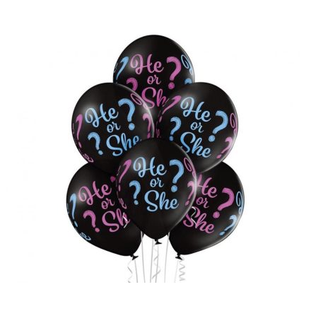 Fiú vagy Lány He or She léggömb, lufi 6 db-os 12 inch (30cm)
