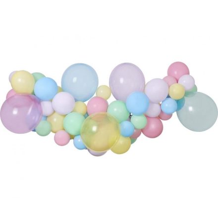Színes Pastel léggömb, lufi girland szett 65 db-os