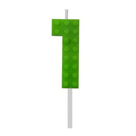 Építőkocka 1-es Green Blocks tortagyertya, számgyertya