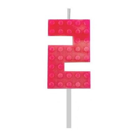 Építőkocka 2-es Red Blocks tortagyertya, számgyertya