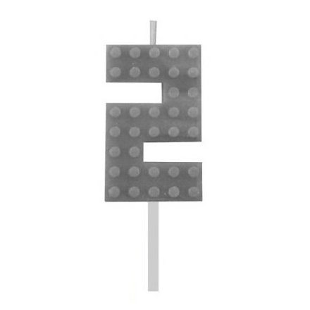 Építőkocka 2-es Grey Blocks tortagyertya, számgyertya