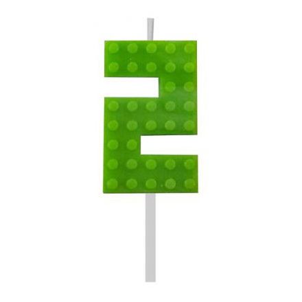 Építőkocka 2-es Green Blocks tortagyertya, számgyertya
