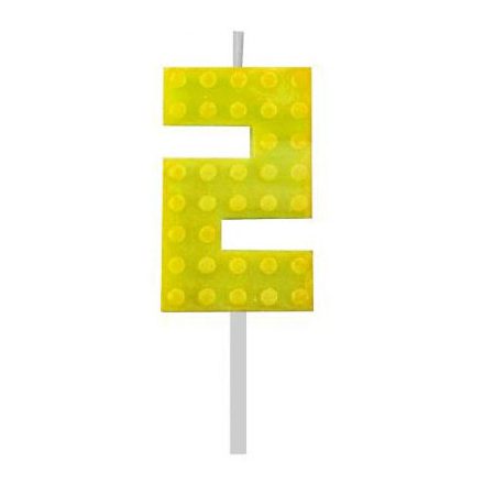 Építőkocka 2-es Yellow Blocks tortagyertya, számgyertya