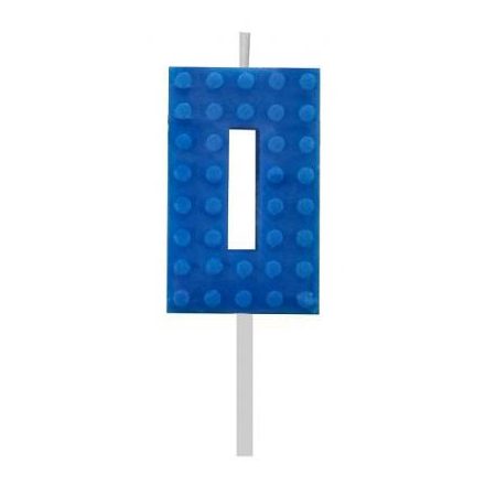 Építőkocka 0-ás Blue Blocks tortagyertya, számgyertya