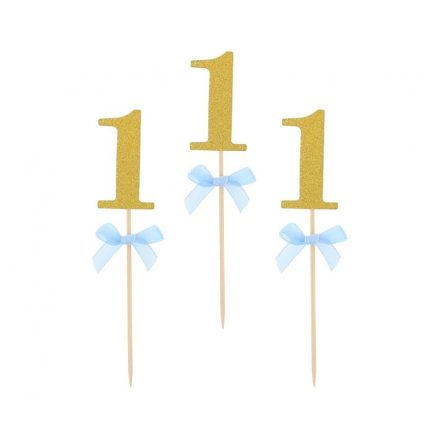 Kék 1st Birthday díszítő pálca 10 db-os