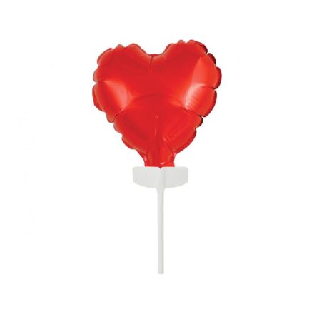 Piros szív Red  fólia lufi tortára 8 cm