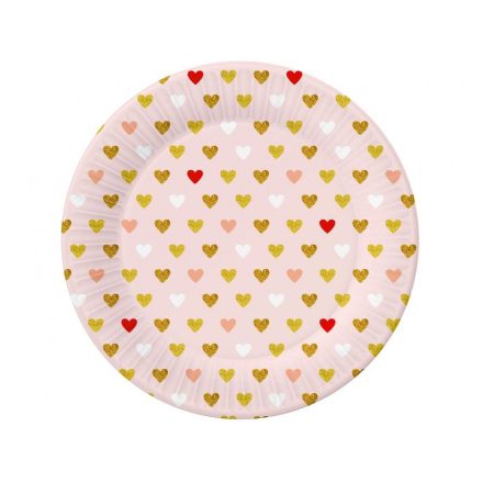 Szerelem XOXO Pink papírtányér 6 db-os 18 cm