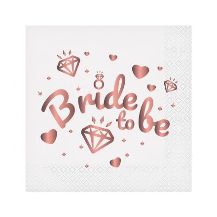 Lánybúcsú Bride To Be White szalvéta 20 db-os 33x33 cm
