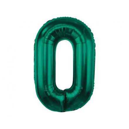 Zöld B&C Bottle Green 0-ás szám fólia lufi 85 cm