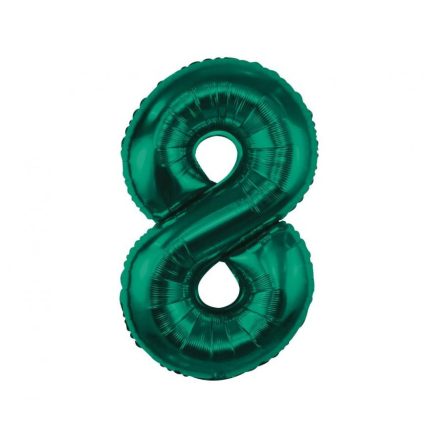 Zöld B&C Bottle Green 8-as szám fólia lufi 85 cm