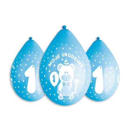 Első születésnap Blue függő léggömb, lufi 5 db-os 12 inch (30 cm)