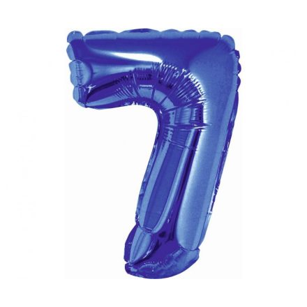 Kék Blue 7-es mini szám fólia lufi 35 cm