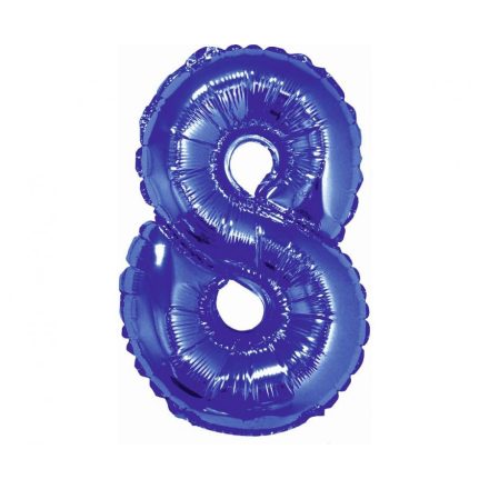 Kék Blue 8-as mini szám fólia lufi 35 cm