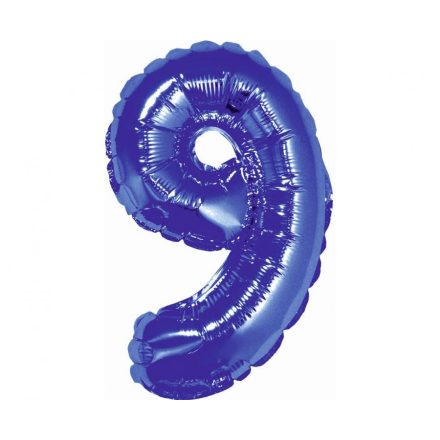 Kék Blue 9-es mini szám fólia lufi 35 cm