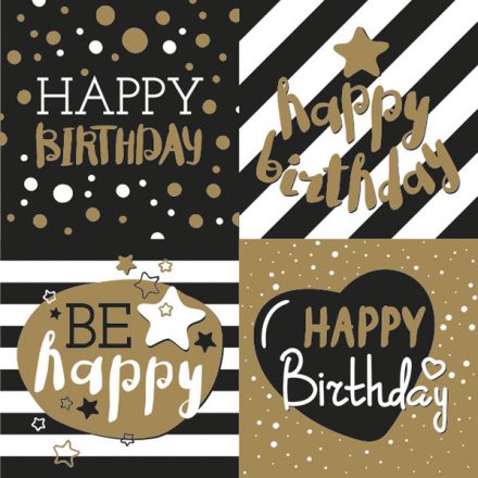 Happy Birthday Golden szalvéta 20 db-os 33x33 cm