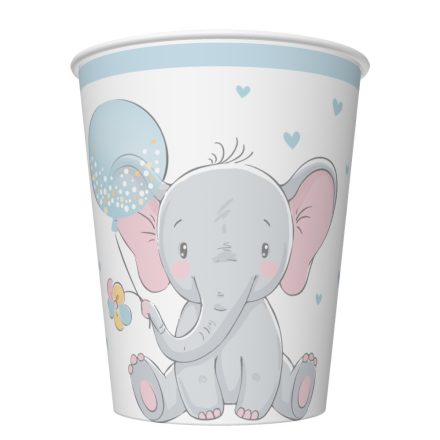 Baby elefánt Blue Balloon papír pohár 8 db-os 250 ml