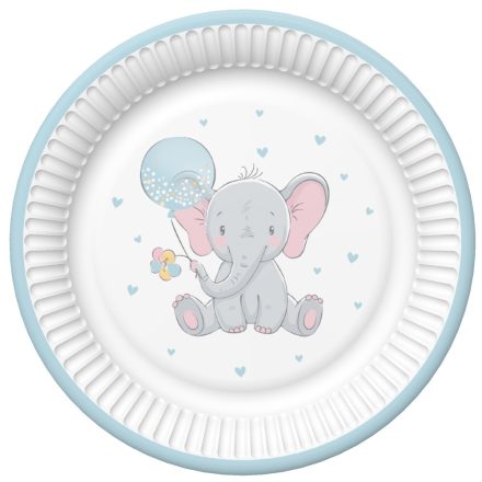 Baby elefánt Blue Balloon papírtányér 8 db-os 18 cm