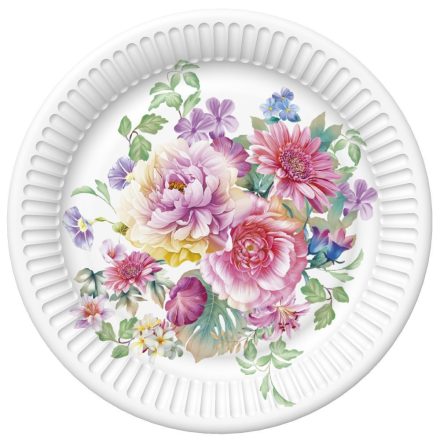 Virág Arrangement papírtányér 8 db-os 18 cm