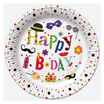 Happy Birthday Funny papírtányér 8 db-os 22,7 cm