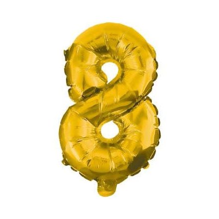 Arany Gold mini 8-as szám fólia lufi 33 cm