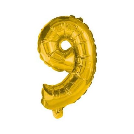 Arany Gold mini 9-es szám fólia lufi 35 cm