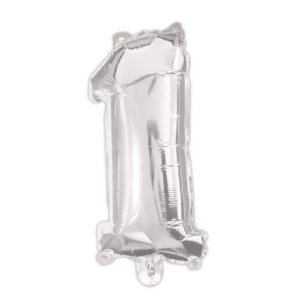 Ezüst Silver 1-es szám fólia lufi 95 cm