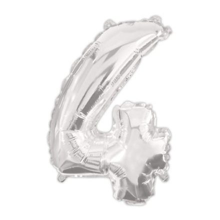 Ezüst Silver 4-es szám fólia lufi 95 cm