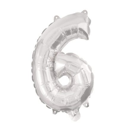 Ezüst Silver 6-os szám fólia lufi 95 cm