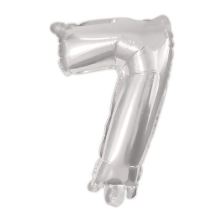 Ezüst Silver 7-es szám fólia lufi 95 cm