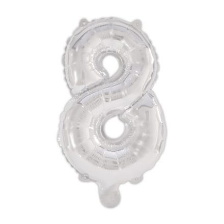 Ezüst Silver 8-as szám fólia lufi 95 cm