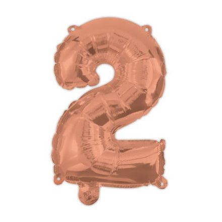 Színes Rose Gold 2-es szám fólia lufi 95 cm