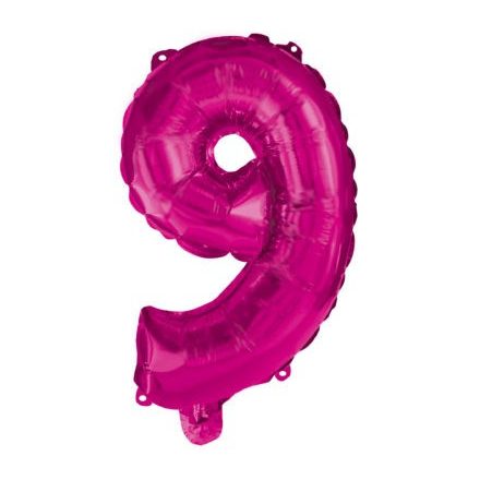 Rózsaszín Hot Pink 9-es szám fólia lufi 95 cm