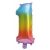 Színes Multicolour Metallic mini 1-es szám fólia lufi 34 cm