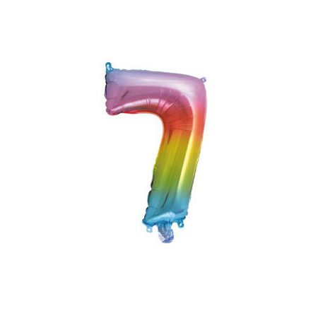 Színes Multicolour Metallic mini 7-es szám fólia lufi 34 cm