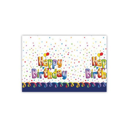 Happy Birthday Multicolor műanyag asztalterítő 120x180 cm