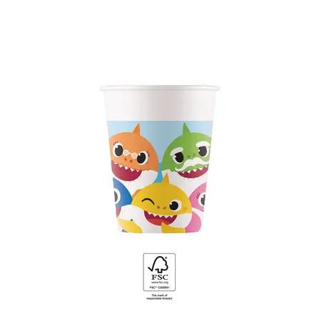 Baby Shark Fun in the Sun papír pohár 8 db-os 200 ml FSC