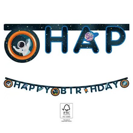 Űr Happy Birthday Rocket Space felirat FSC 2 m