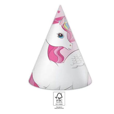 Unikornis Rainbow Colors parti kalap, csákó 6 db-os FSC