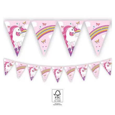 Unikornis Rainbow Colors zászlófüzér FSC 2,3 m