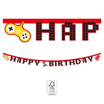 Gaming Party Happy Birthday felirat FSC 2 m