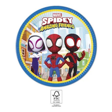 Pókember Spidey papírtányér 8 db-os 23 cm FSC