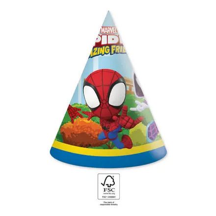 Pókember Spidey parti kalap, csákó 6 db-os FSC