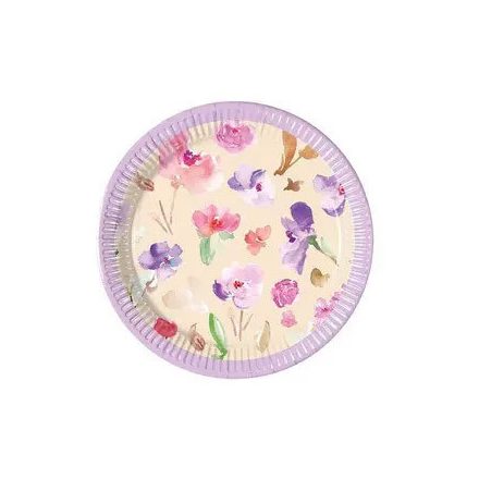 Virág Watercolor Flowers papírtányér 8 db-os 20 cm
