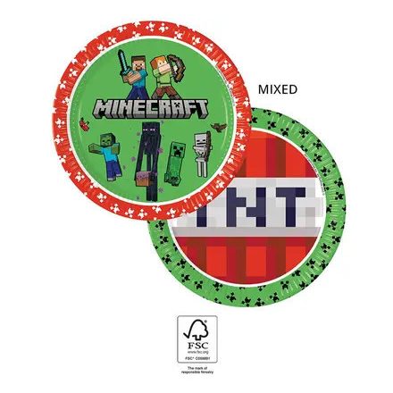 Minecraft Green papírtányér 8 db-os 23 cm FSC