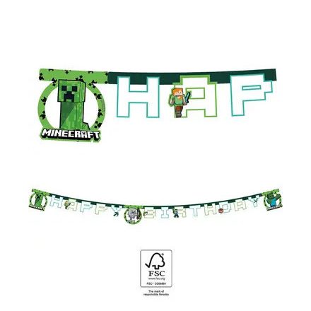 Minecraft Green Happy Birthday felirat FSC 2 m