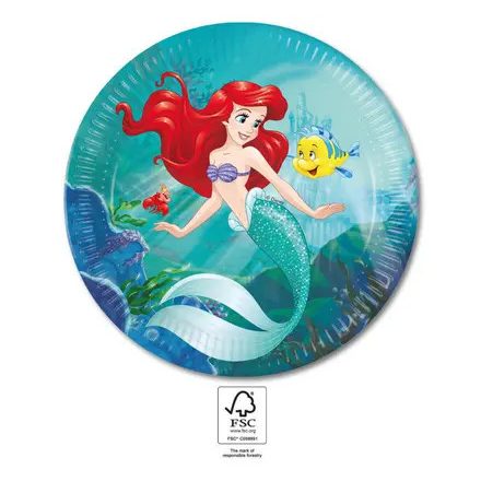 Disney Hercegnők Ariel Curious papírtányér 8 db-os 23 cm FSC
